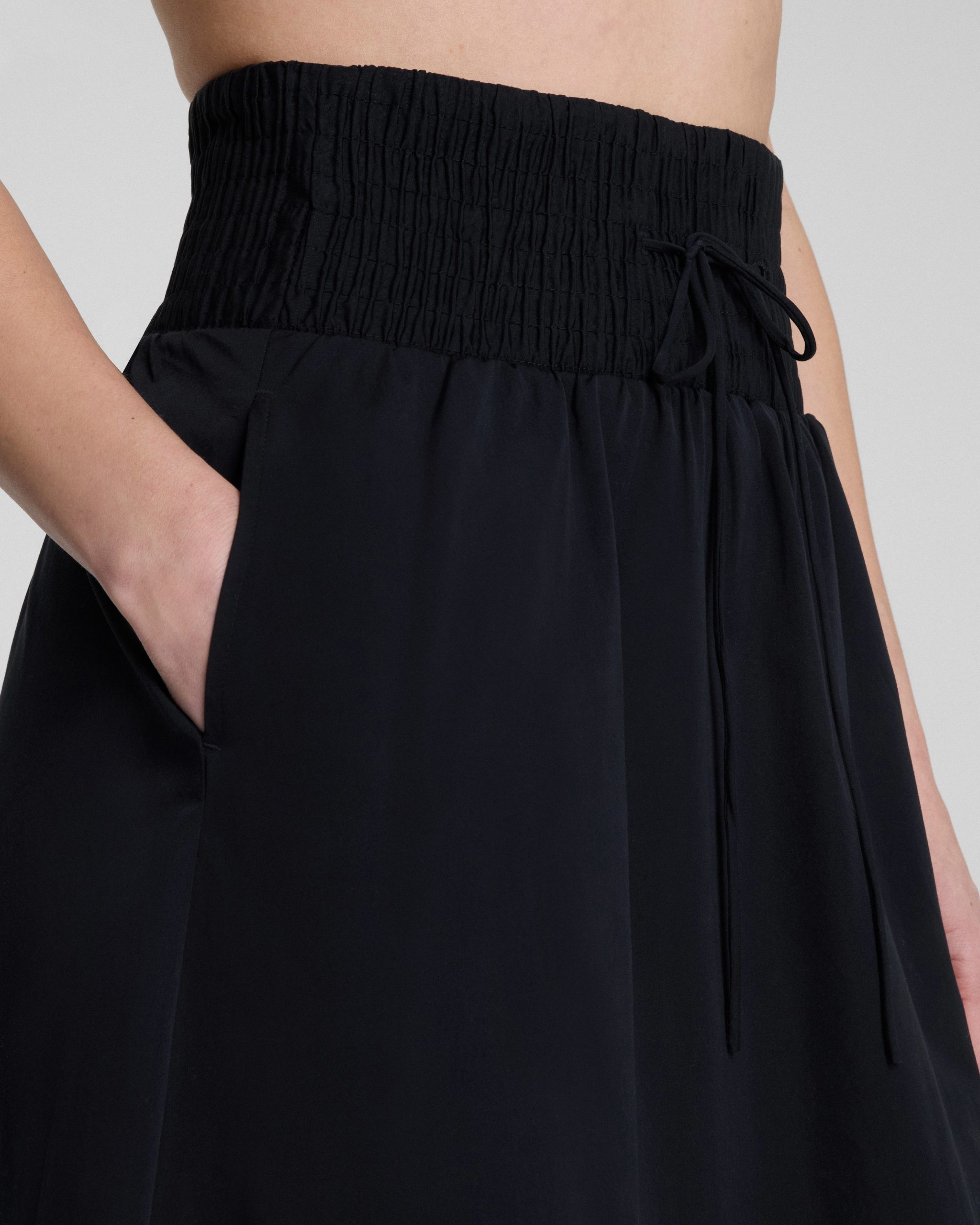 SPANX? Poplin Smocked A-Line Midi Skirt | Classic Black - Image 4
