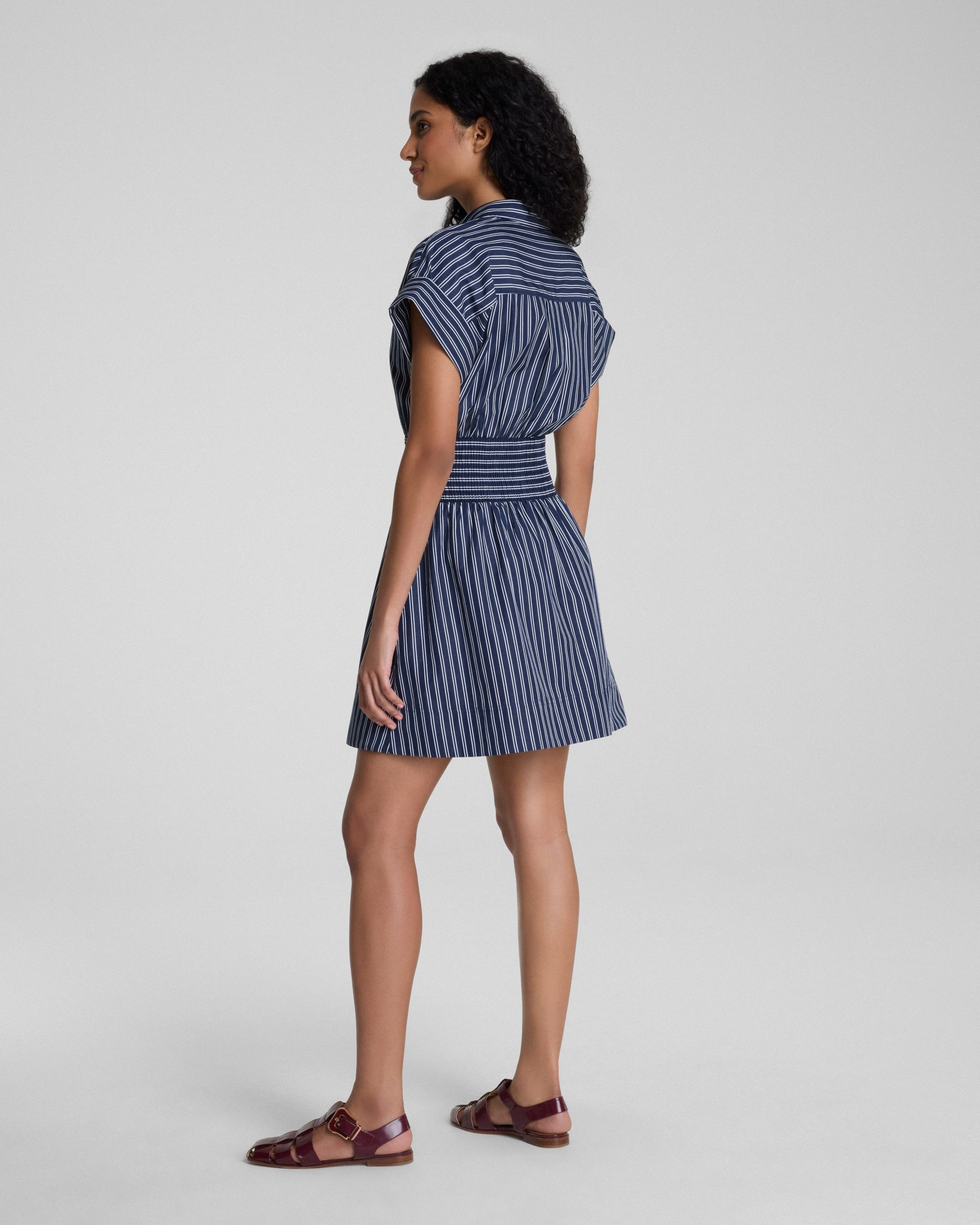 SPANX? Poplin Smocked Mini Shirt Dress | Timeless Navy/Classic White - Image 2