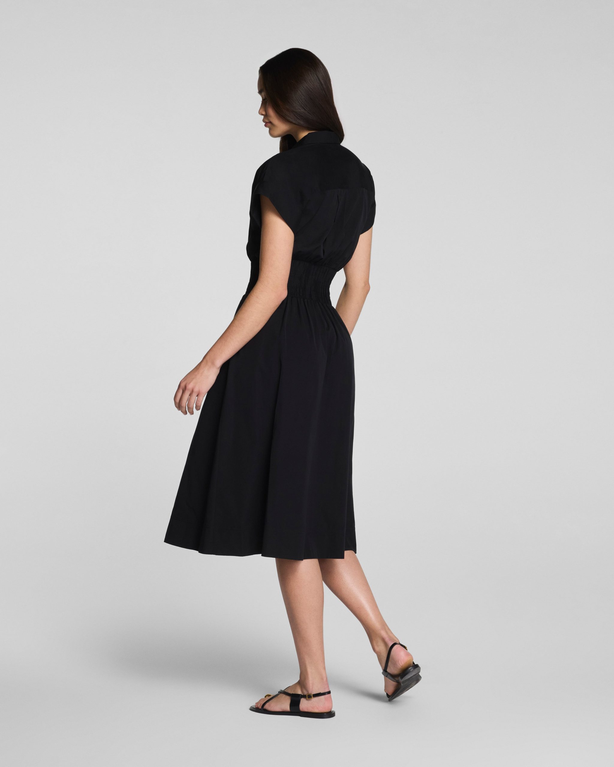 SPANX? Poplin Smocked Midi Shirt Dress | Classic Black - Image 2