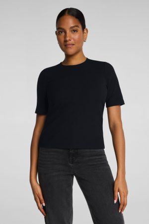 SPANX? Ribbed Knit Crewneck Tee | Classic Black