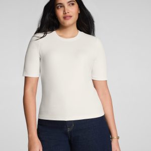 SPANX? Ribbed Knit Crewneck Tee | Ivory