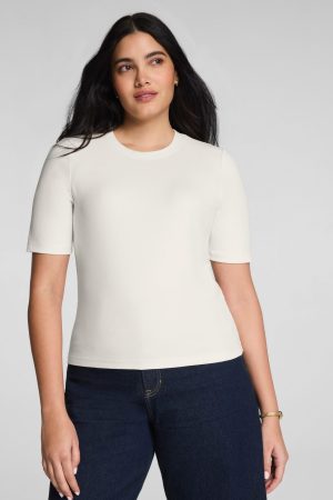 SPANX? Ribbed Knit Crewneck Tee | Ivory