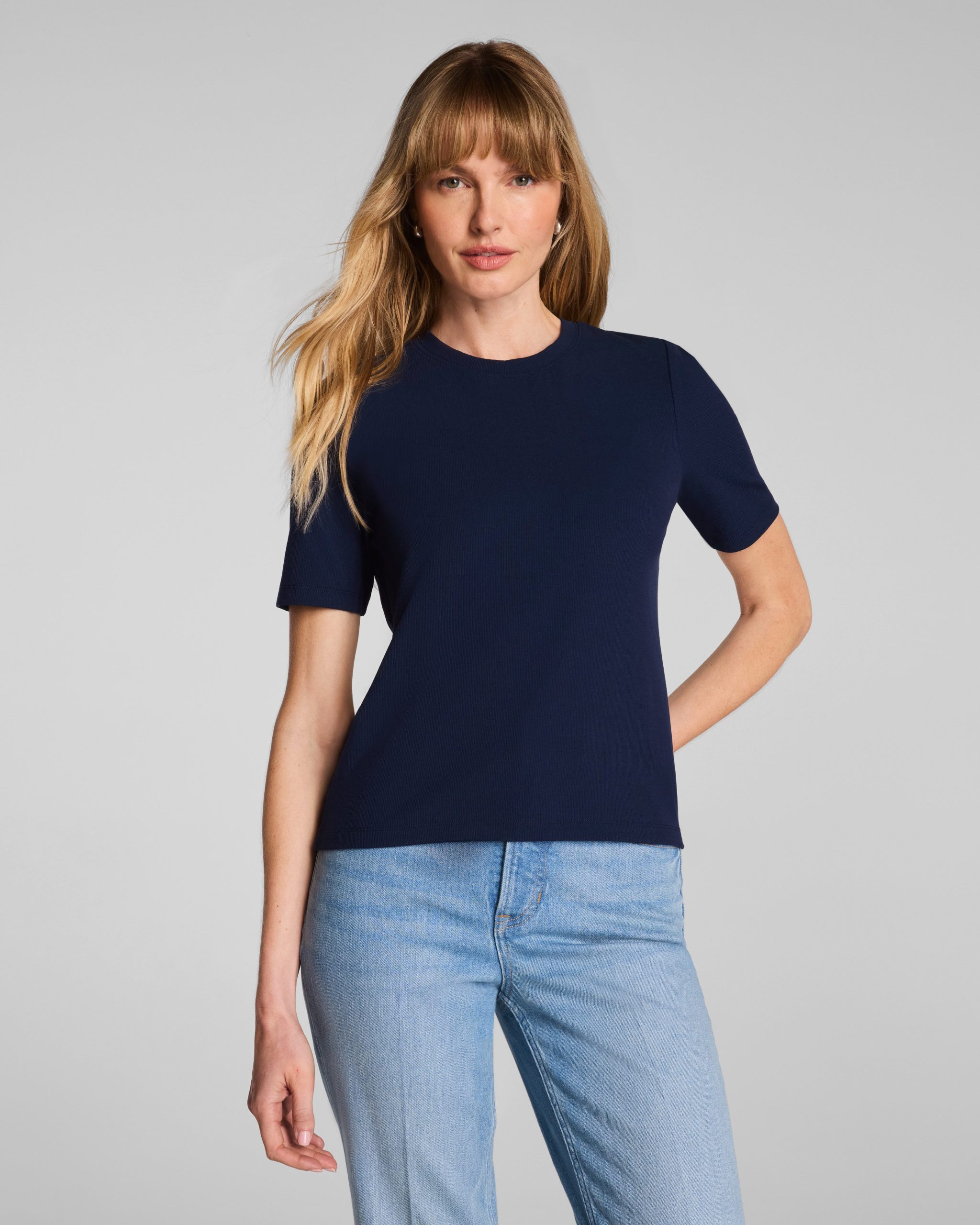 SPANX? Ribbed Knit Crewneck Tee | Timeless Navy