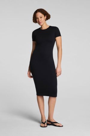 SPANXsmooth? Jersey Crewneck Short Sleeve Midi Dress | Classic Black