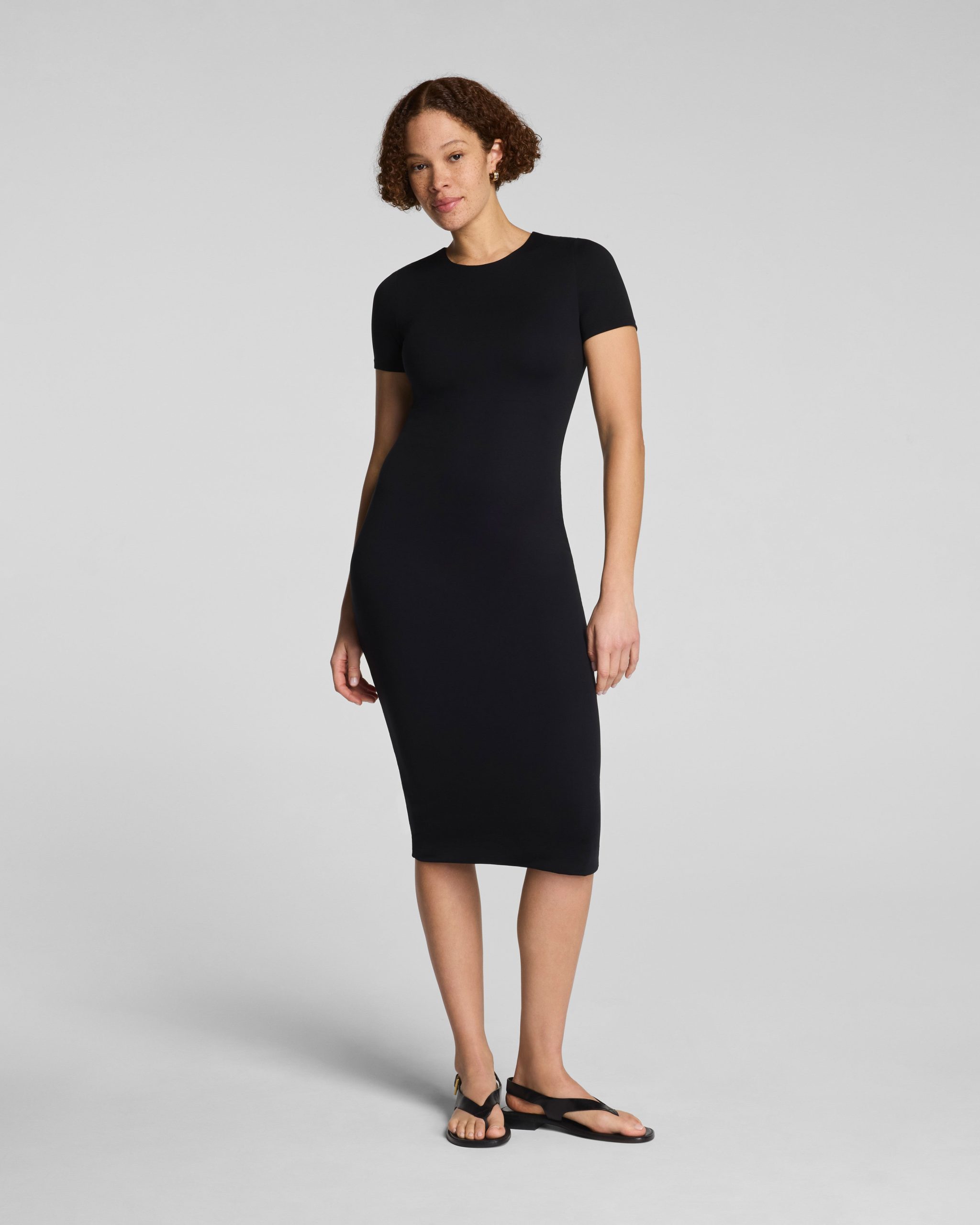 SPANXsmooth? Jersey Crewneck Short Sleeve Midi Dress | Classic Black