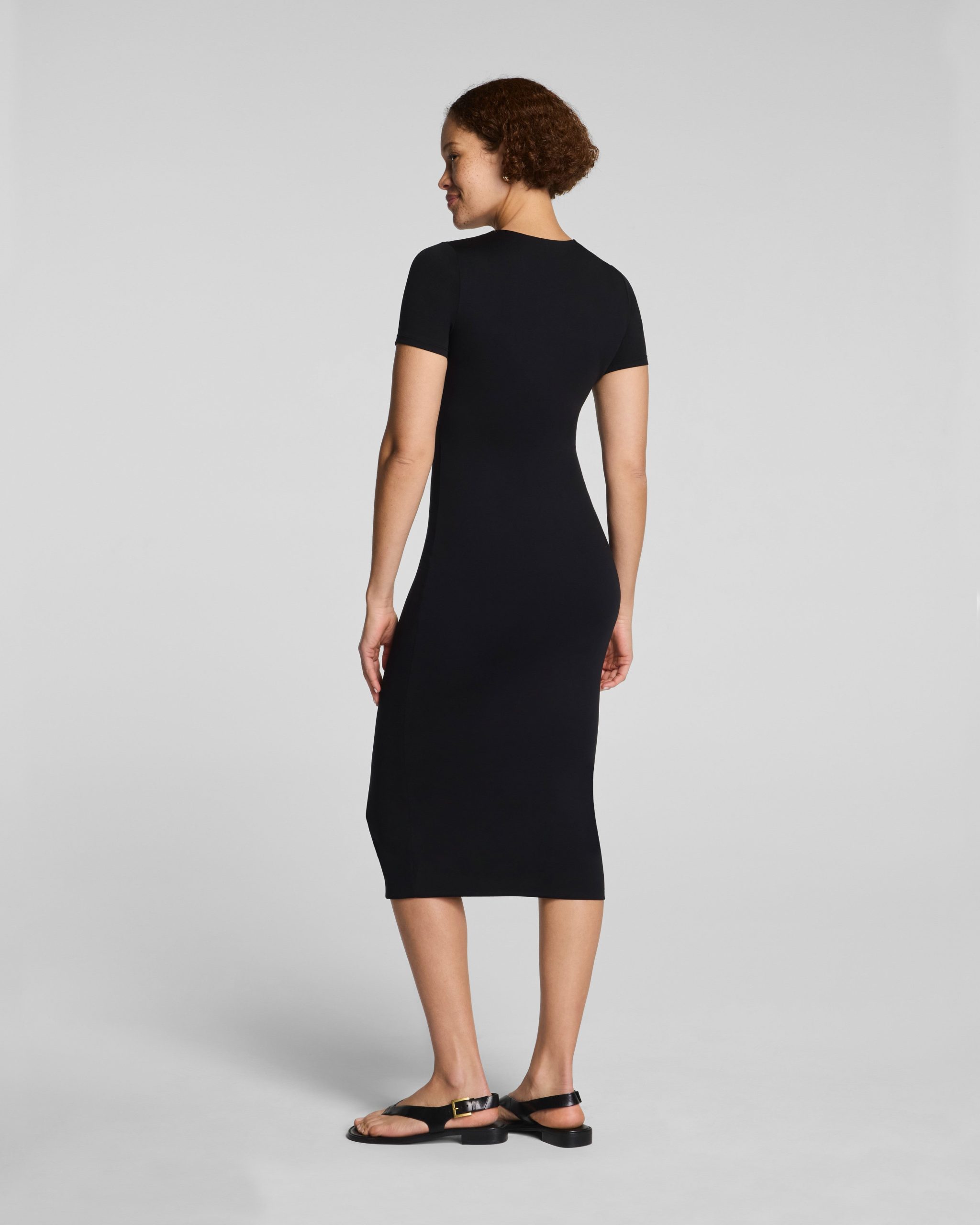 SPANXsmooth? Jersey Crewneck Short Sleeve Midi Dress | Classic Black - Image 2