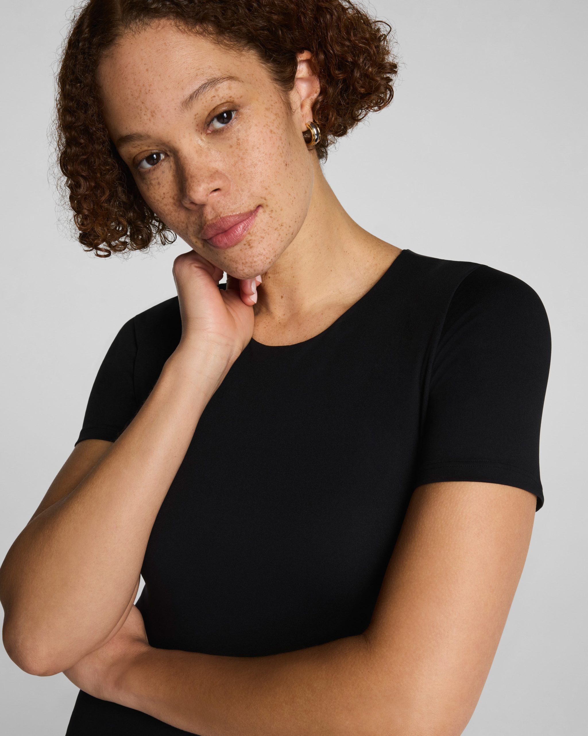 SPANXsmooth? Jersey Crewneck Short Sleeve Midi Dress | Classic Black - Image 4