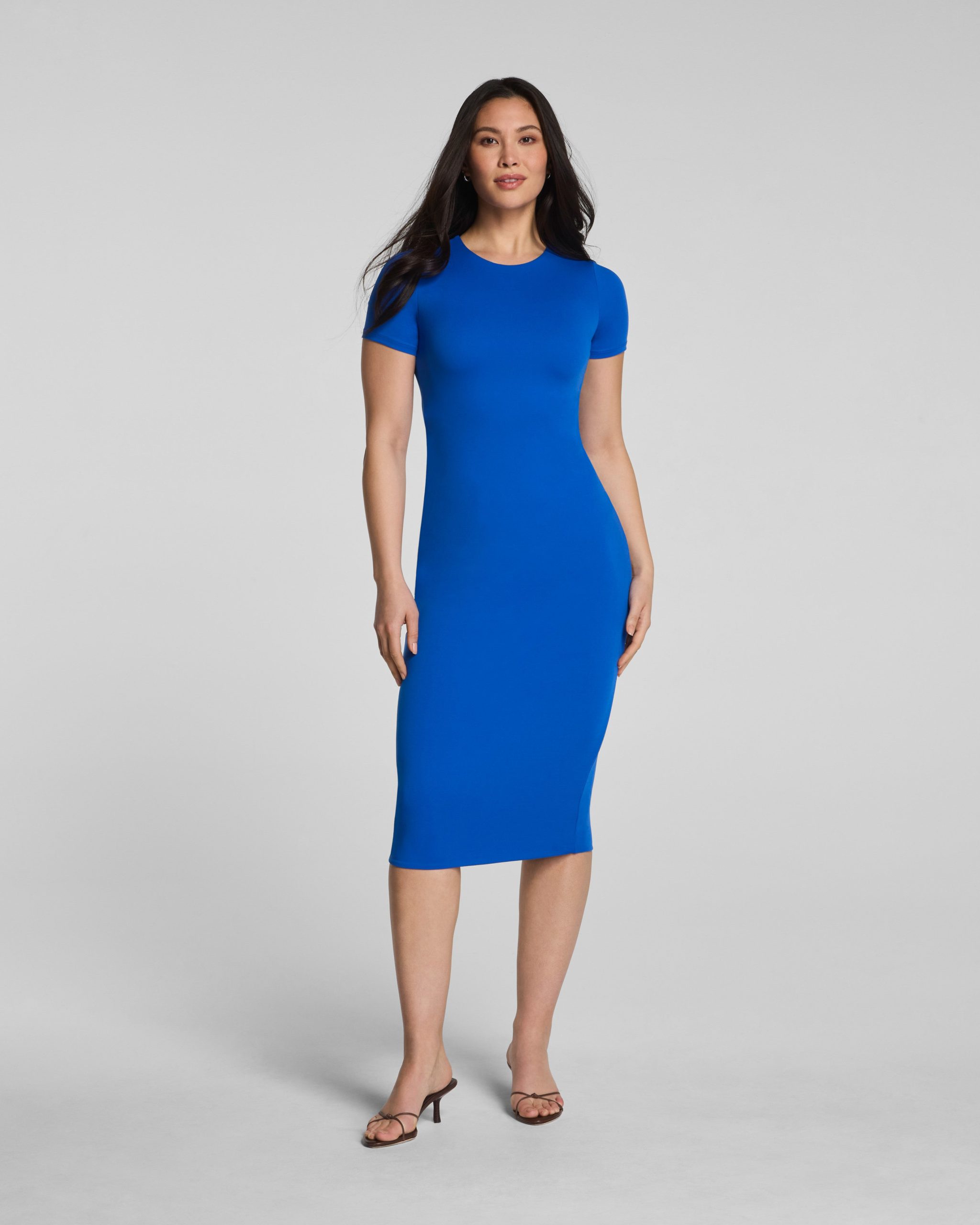 SPANXsmooth? Jersey Crewneck Short Sleeve Midi Dress | Current