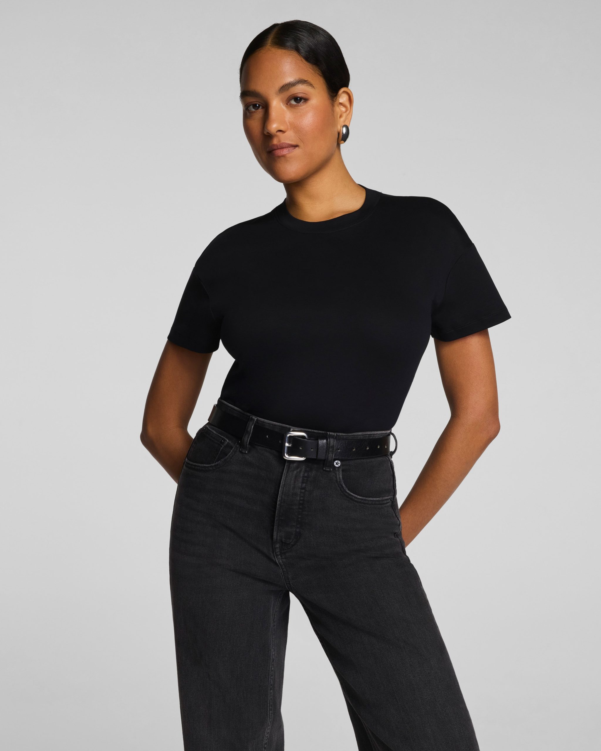 SPANX? Lightweight Cotton Crewneck Short Sleeve Bodysuit | Classic Black - Image 2