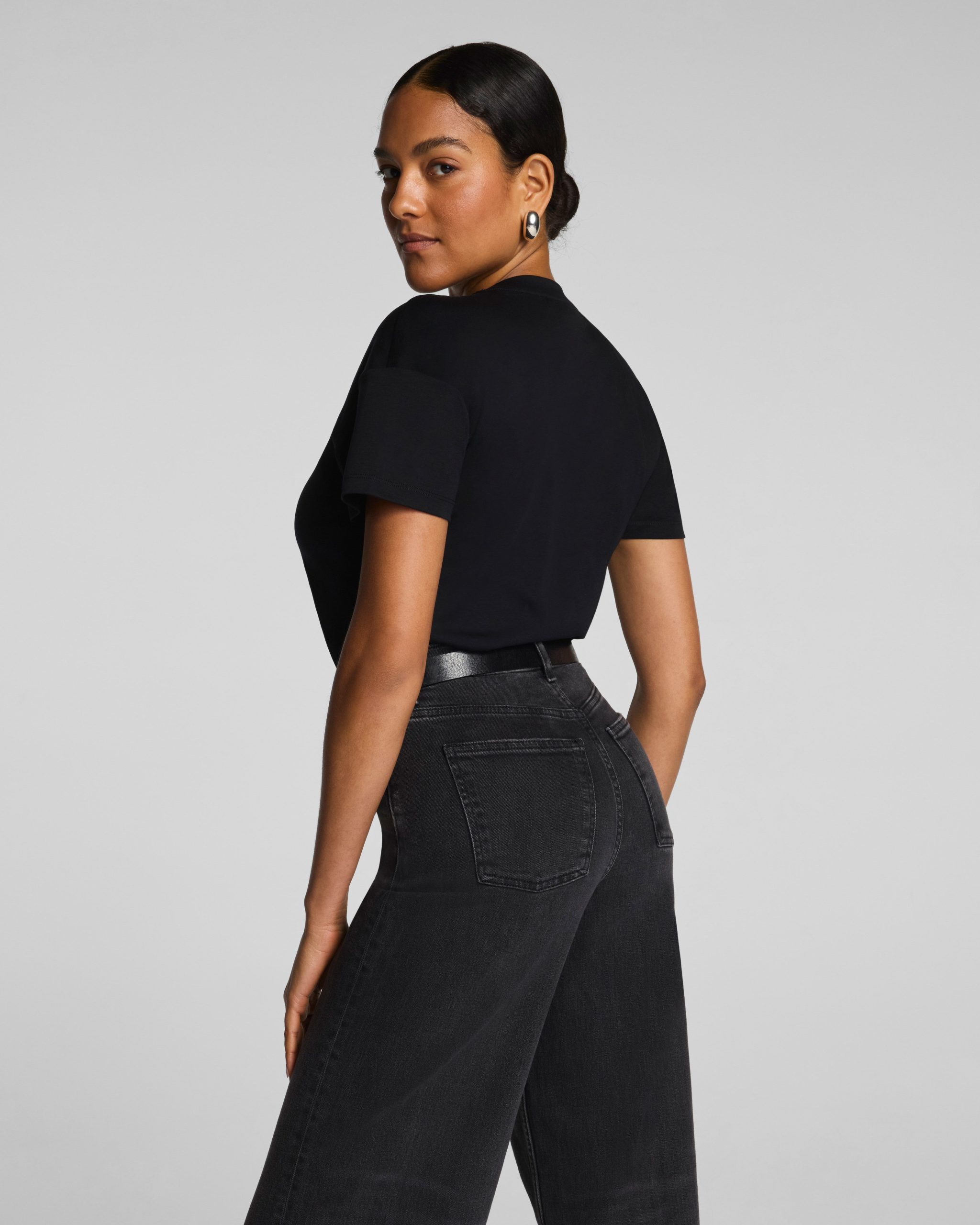 SPANX? Lightweight Cotton Crewneck Short Sleeve Bodysuit | Classic Black - Image 3