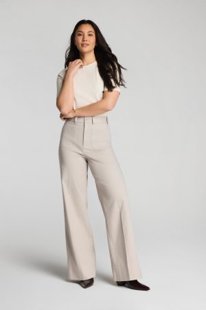 SPANXsupersmooth? Stretch Twill Wide Leg Pant with Patch Pockets | Bone