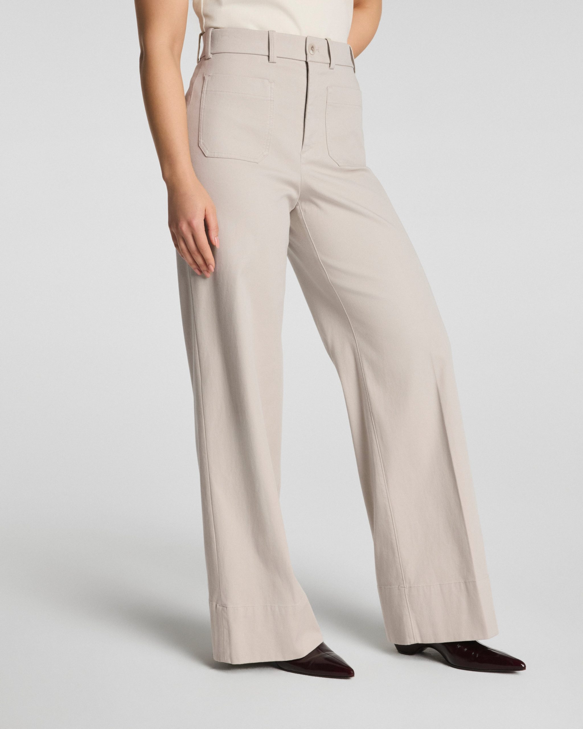 SPANXsupersmooth? Stretch Twill Wide Leg Pant with Patch Pockets | Bone - Image 2