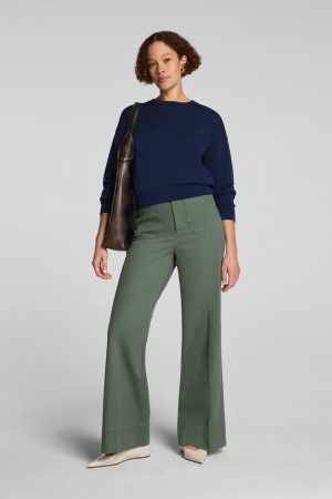 SPANXsupersmooth? Stretch Twill Wide Leg Pant with Patch Pockets | Eucalyptus
