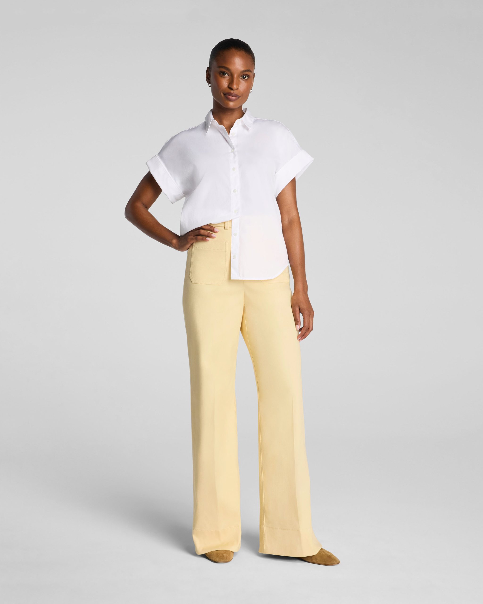 SPANXsupersmooth? Stretch Twill Wide Leg Pant with Patch Pockets