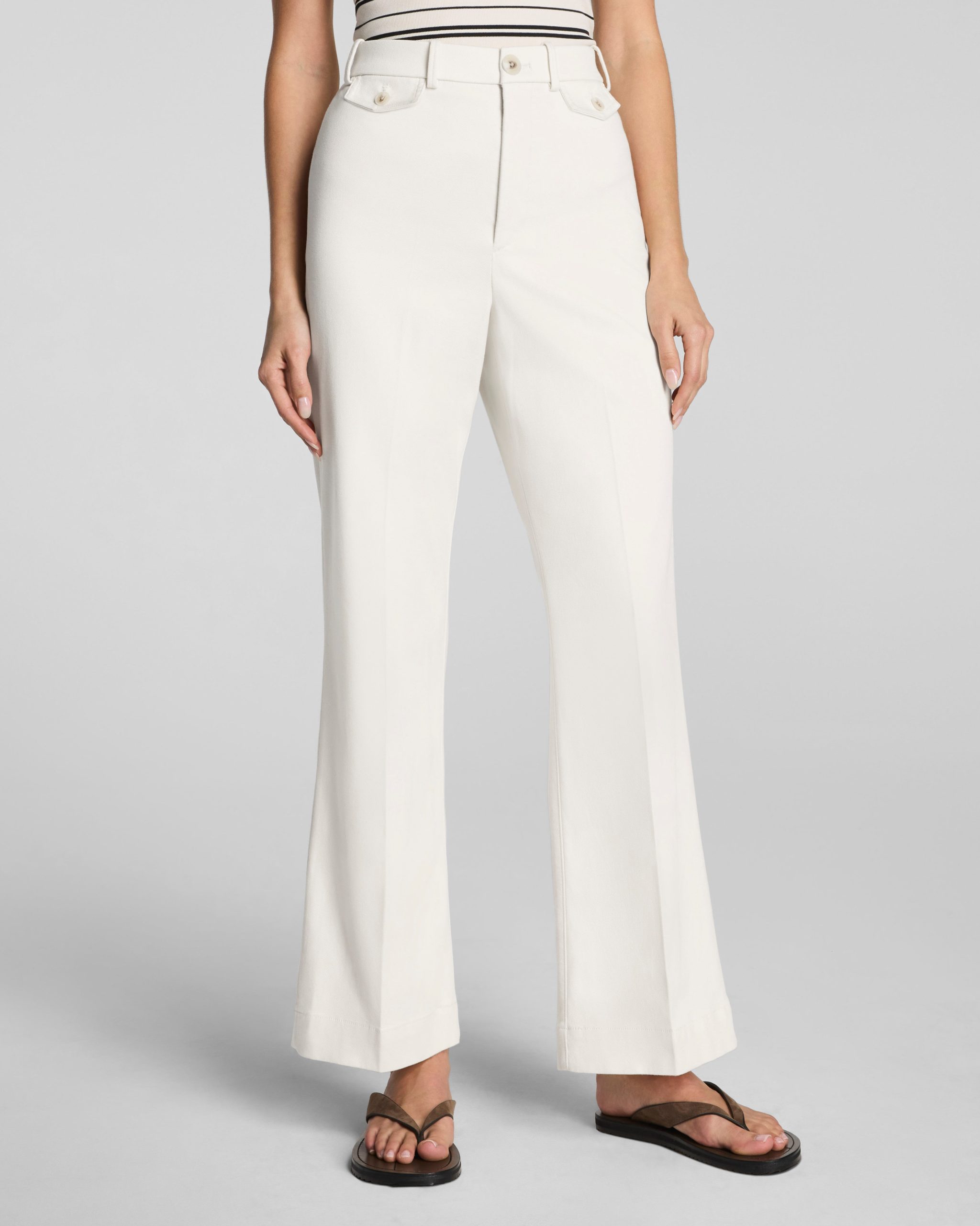 SPANXsupersmooth? Stretch Twill Cropped Easy Flare Pant | Ivory - Image 2