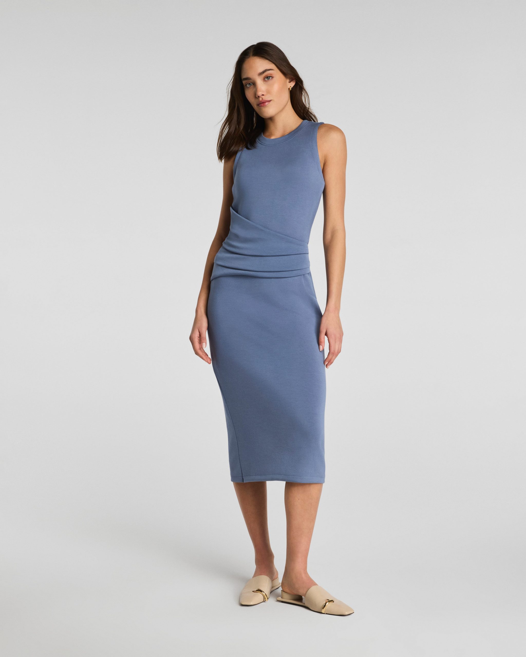 SPANX AirEssentials? Draped Tank Midi Dress | Rain - Image 3