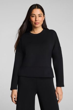 SPANX AirEssentials? Crewneck Long Sleeve Top | Very Black