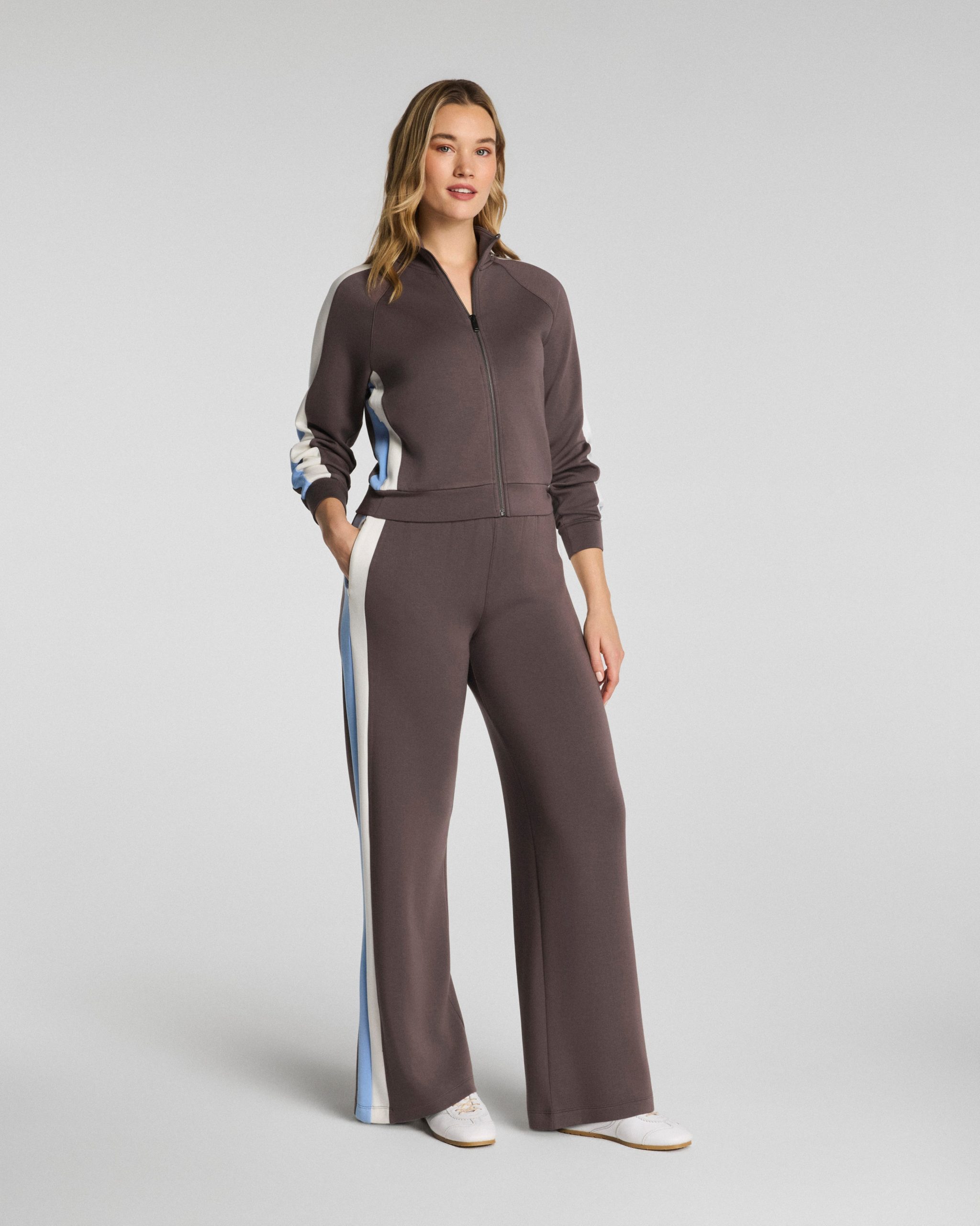 SPANX AirEssentials? Colorblock Track Pant | Dark Cacao Stripe - Image 2