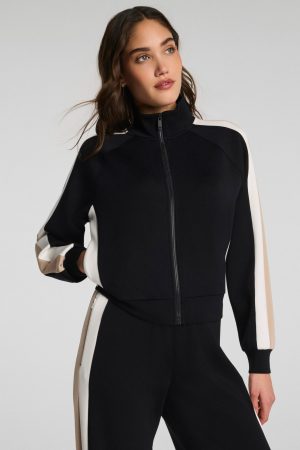 SPANX AirEssentials? Colorblock Track Jacket | Very Black Stripe