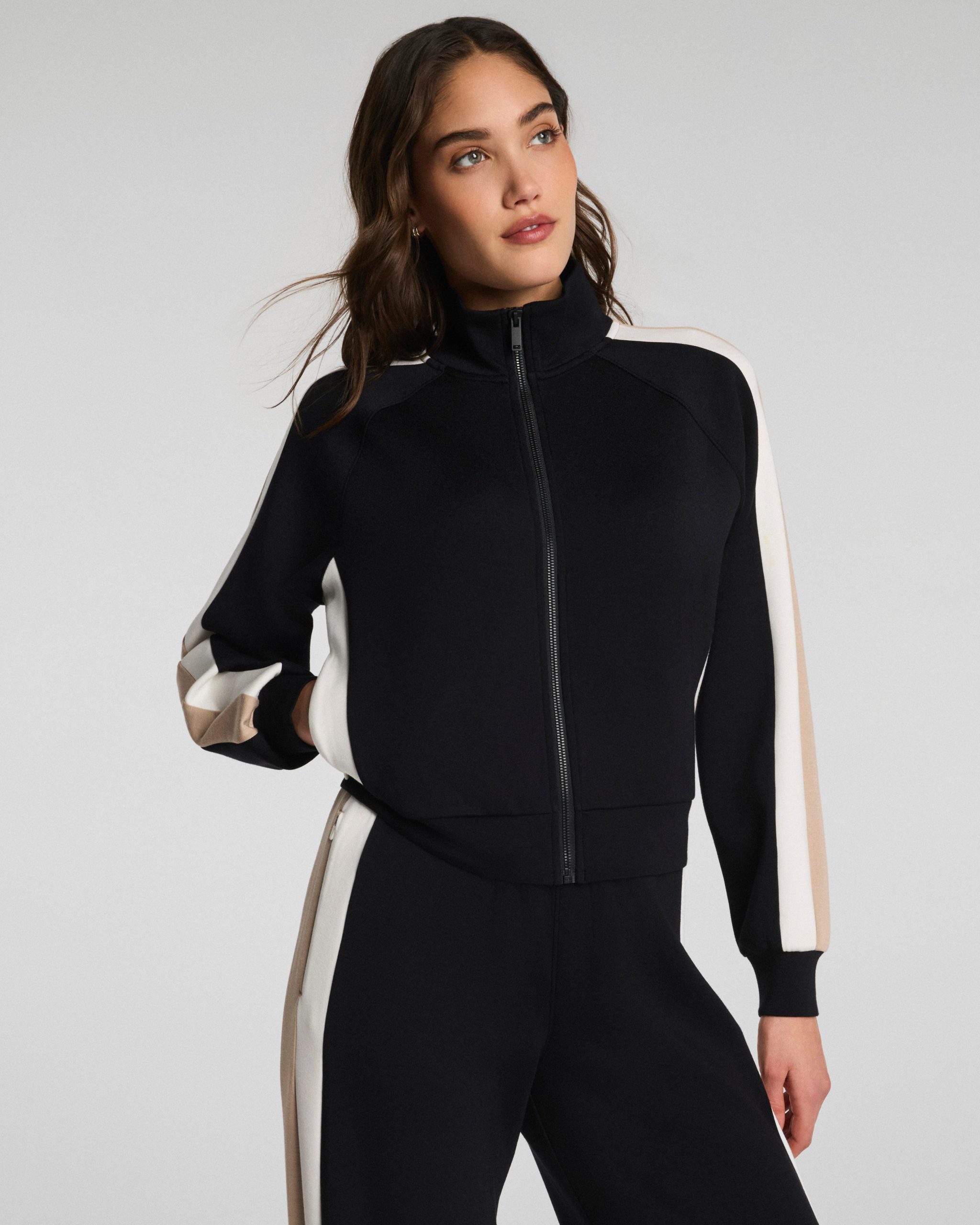 SPANX AirEssentials? Colorblock Track Jacket | Very Black Stripe