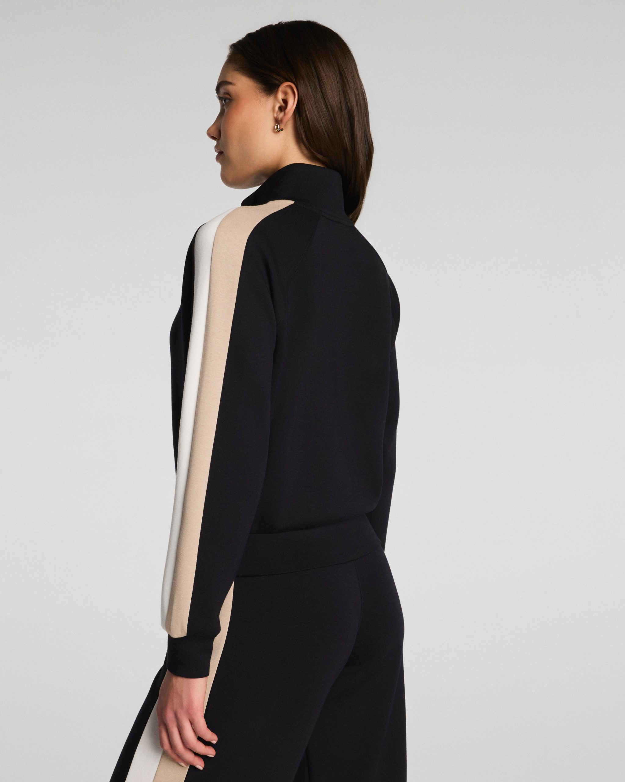 SPANX AirEssentials? Colorblock Track Jacket | Very Black Stripe - Image 2