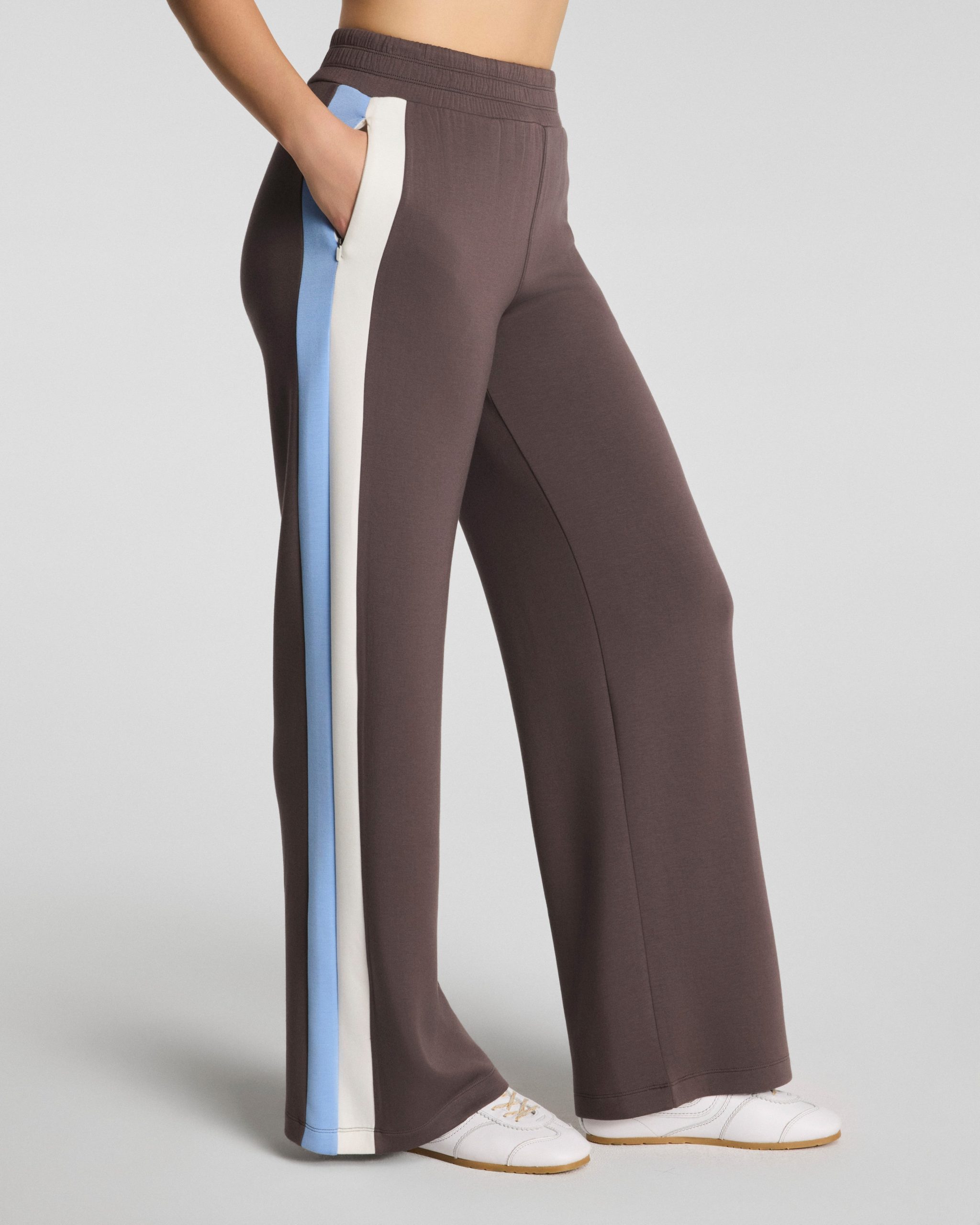 SPANX AirEssentials? Colorblock Track Pant | Dark Cacao Stripe - Image 3