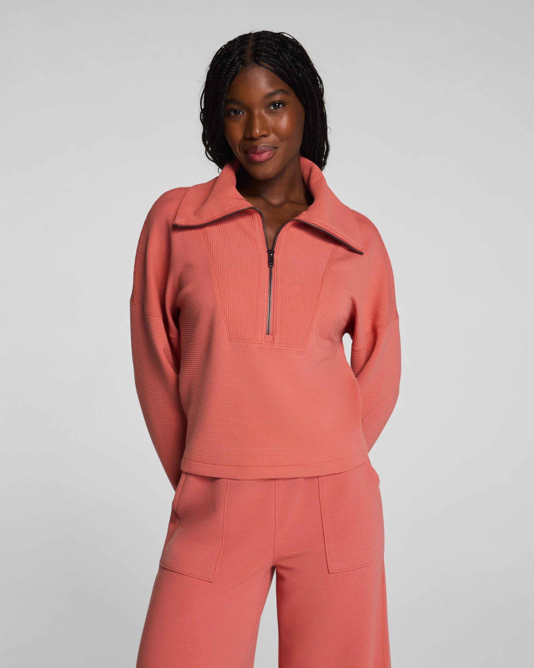 SPANX AirEssentials? French Rib Half Zip | Clay