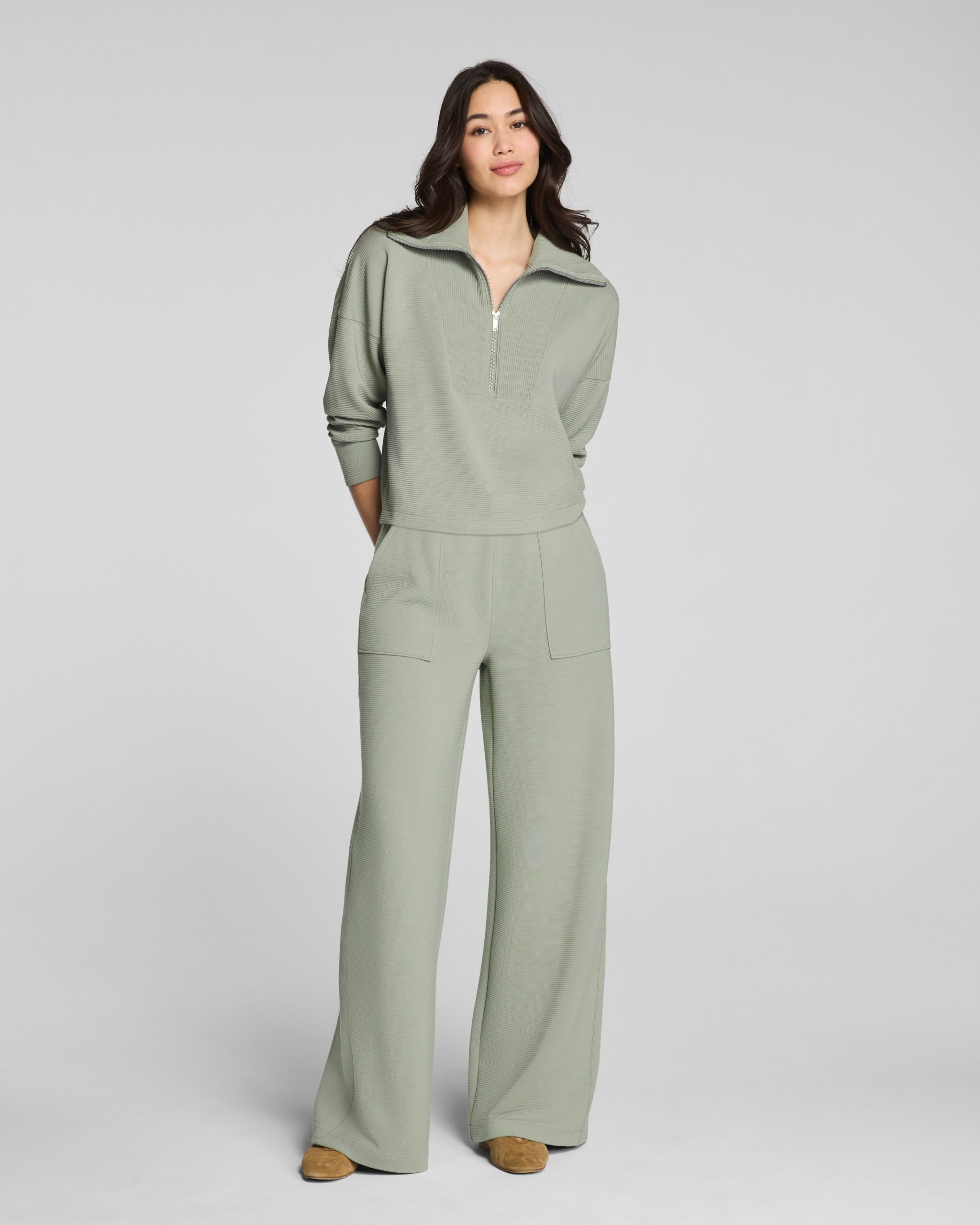 SPANX AirEssentials? French Rib Half Zip | Sage Brush - Image 3