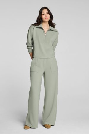 SPANX AirEssentials? French Rib Wide Leg Pant | Sage Brush