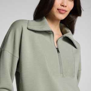 SPANX AirEssentials? French Rib Half Zip | Sage Brush