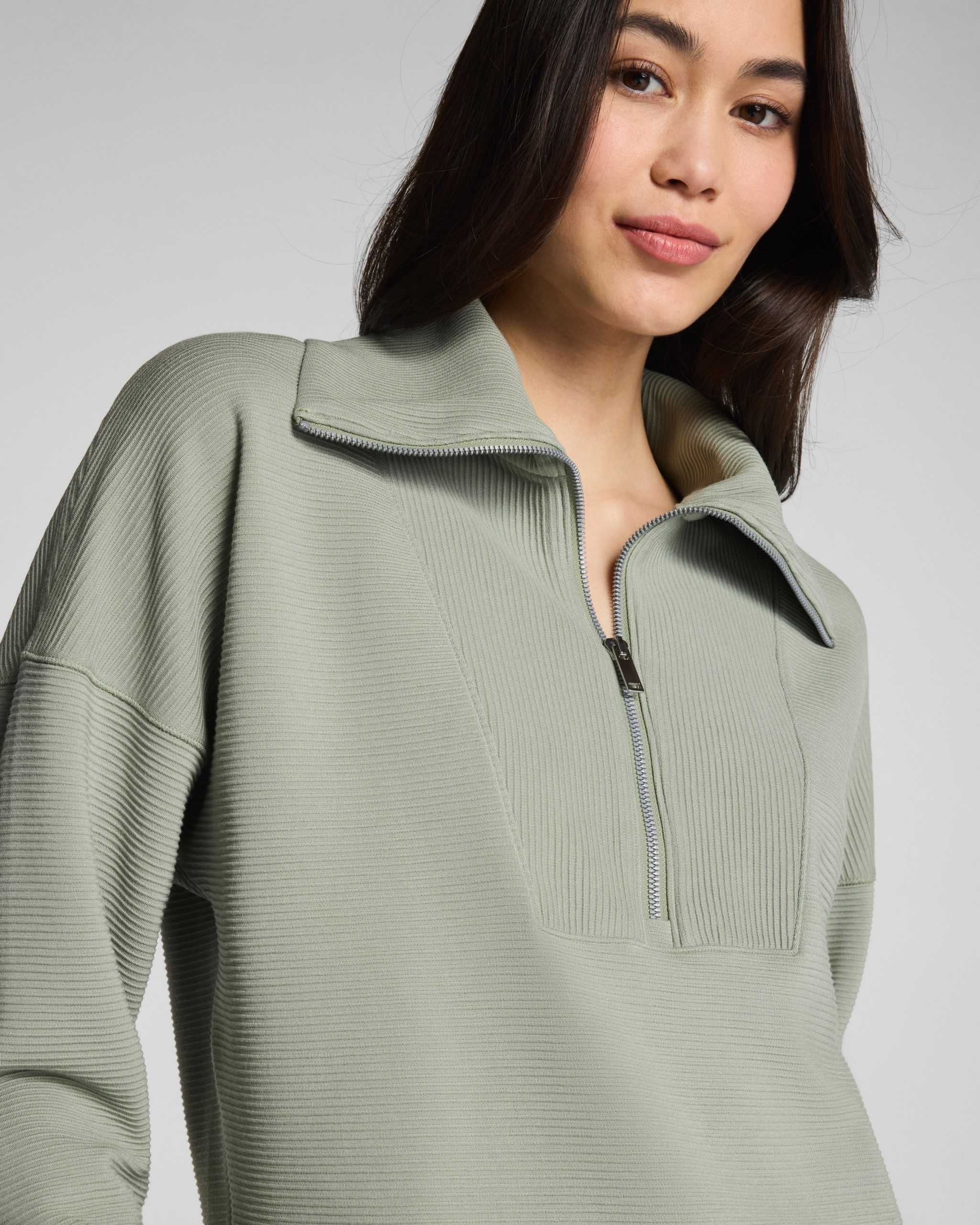 SPANX AirEssentials? French Rib Half Zip | Sage Brush