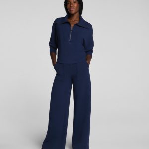 SPANX AirEssentials? French Rib Wide Leg Pant | Timeless Navy