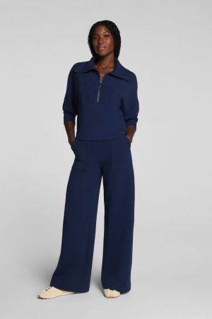 SPANX AirEssentials? French Rib Wide Leg Pant | Timeless Navy