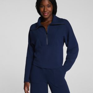 SPANX AirEssentials? French Rib Half Zip | Timeless Navy