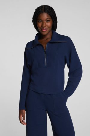 SPANX AirEssentials? French Rib Half Zip | Timeless Navy