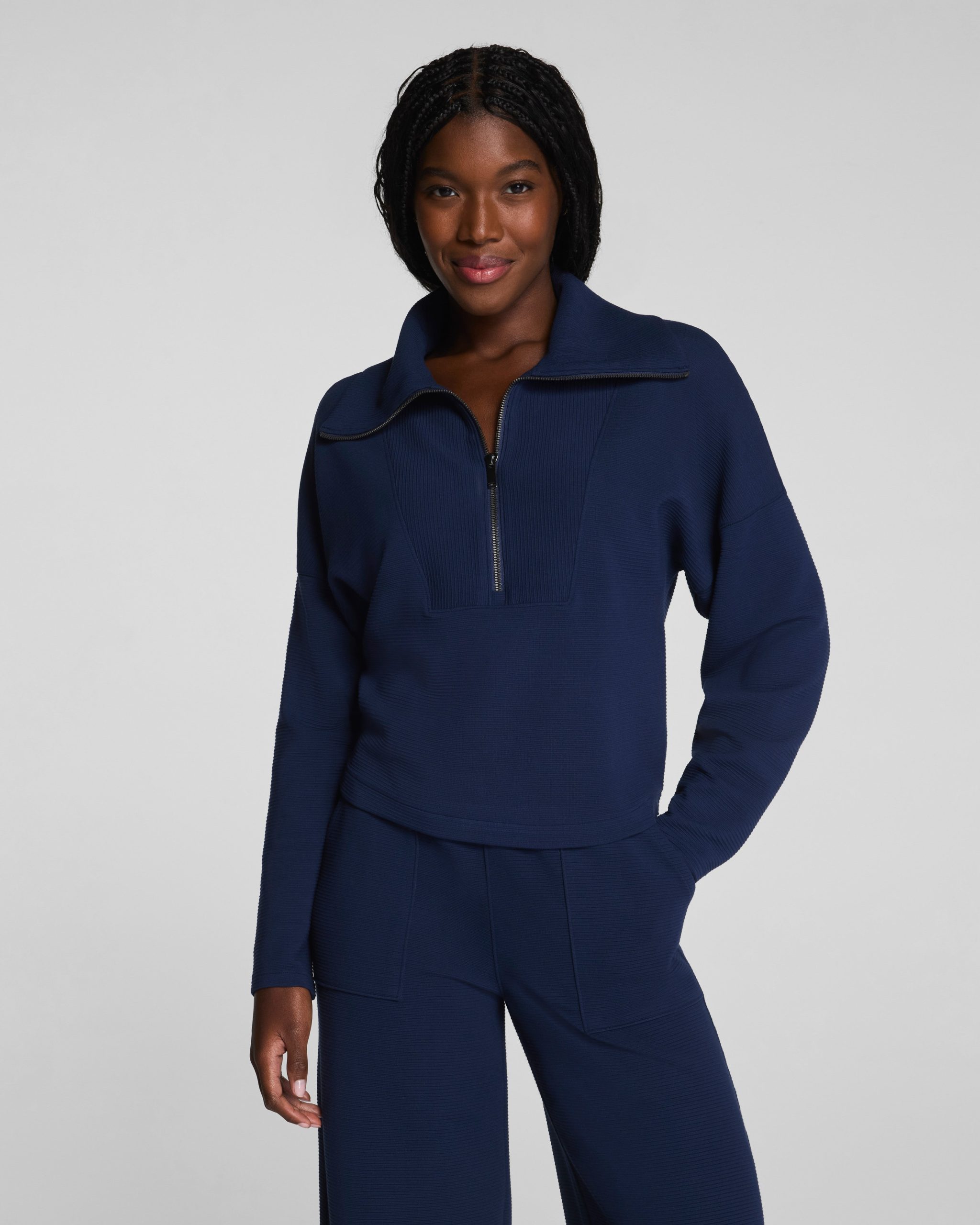 SPANX AirEssentials? French Rib Half Zip | Timeless Navy