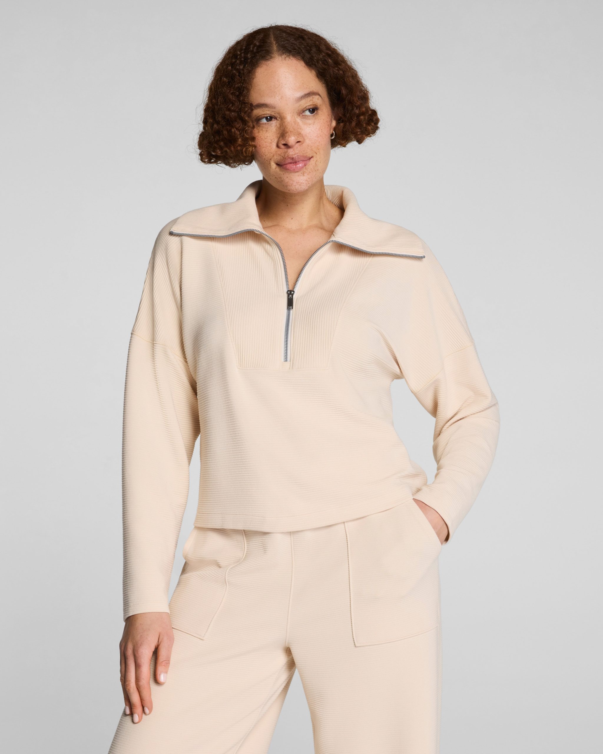 SPANX AirEssentials? French Rib Half Zip | Toasted Coconut