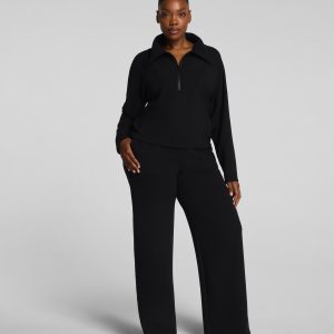 SPANX AirEssentials? French Rib Wide Leg Pant | Very Black