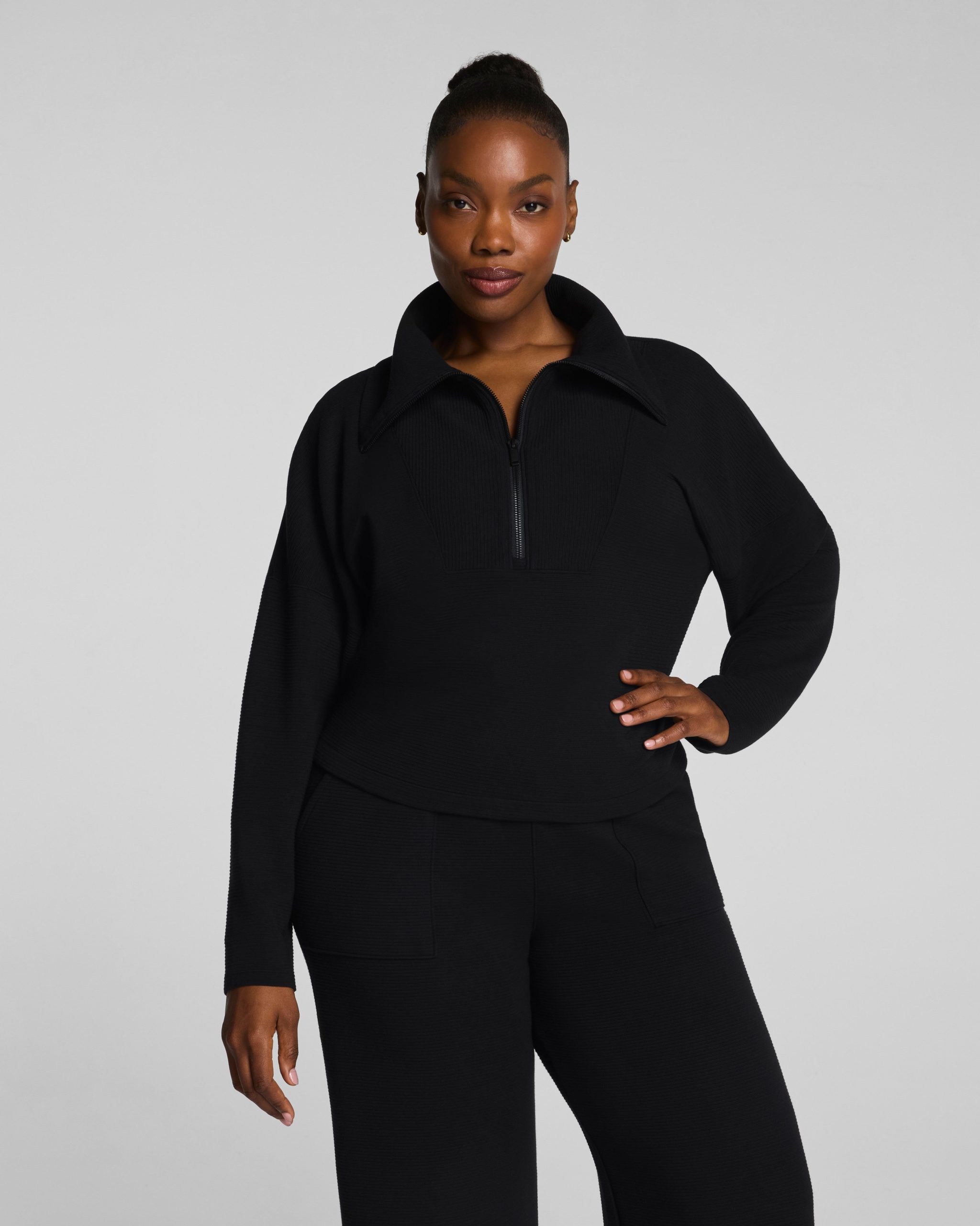 SPANX AirEssentials? French Rib Half Zip | Very Black - Image 2
