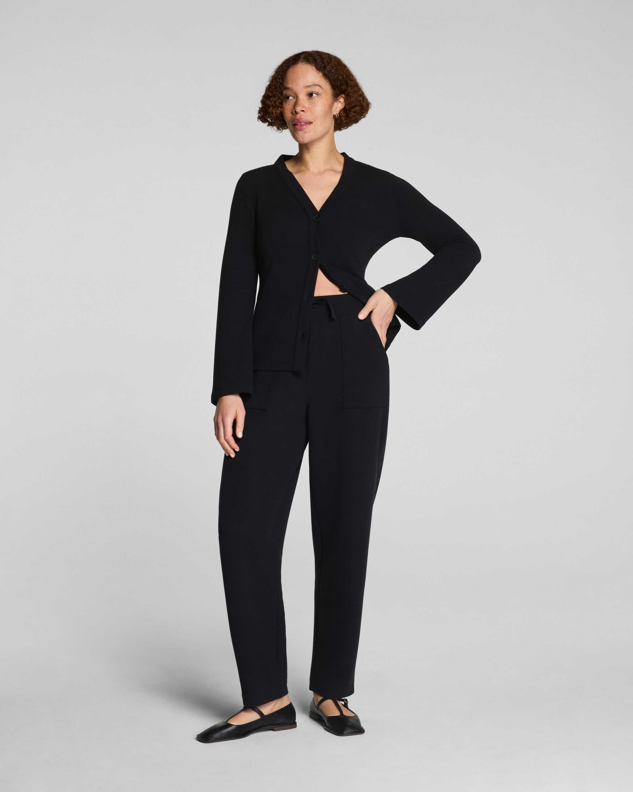 SPANX AirEssentials? French Rib Barrel Leg Pant | Very Black