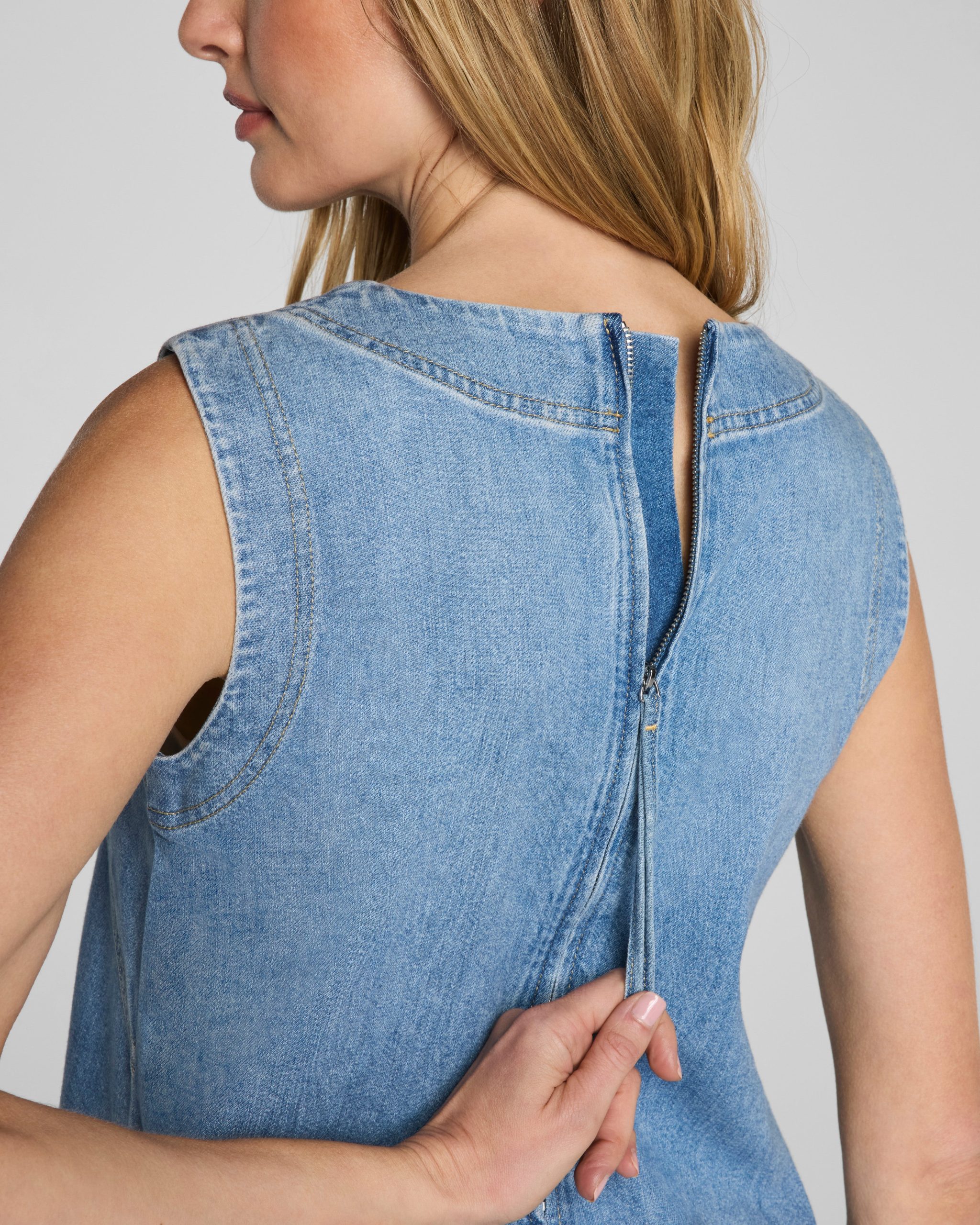 SPANX? Lightweight Denim Mini Tank Dress | Seaside Blue - Image 5