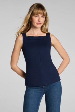 SPANX? Ponte Square Neck Tank | Timeless Navy