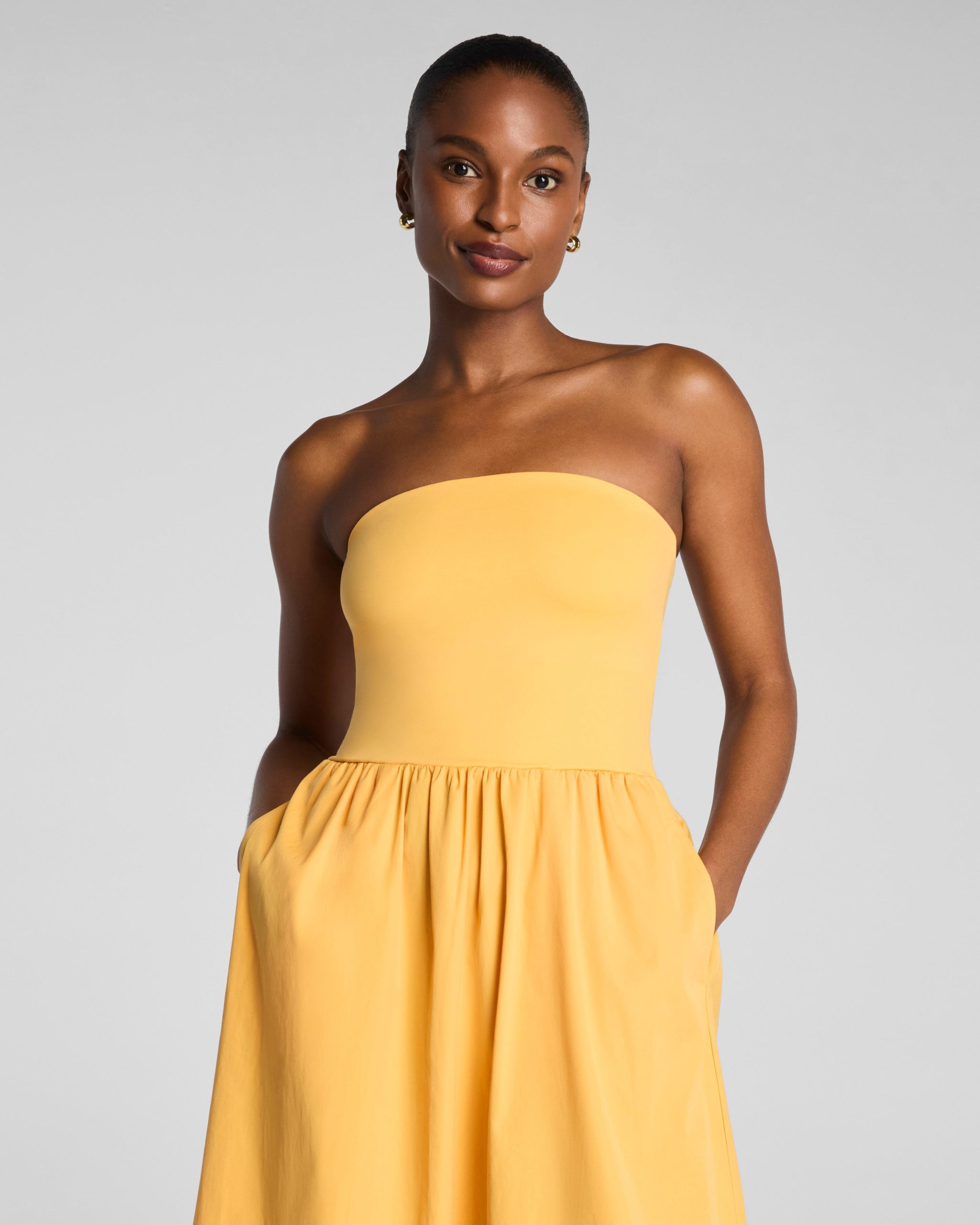 SPANXsmooth? Jersey Strapless Midi Dress | Marigold - Image 3