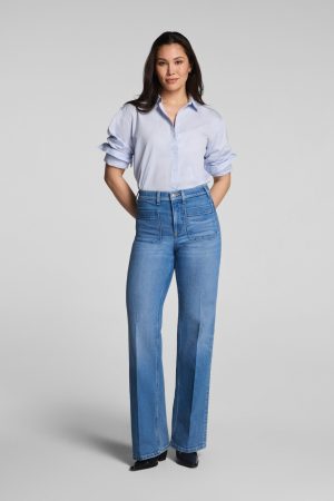 SPANXshape? Authentic 360 Mid-Rise Easy Flare Jeans with Patch Pockets | Elysian