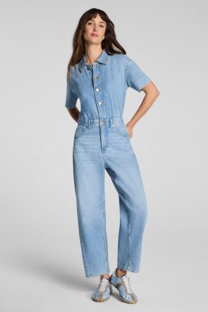 SPANXsupersmooth? Authentic 360 Lightweight Denim Barrel Leg Jumpsuit | Seaside Blue