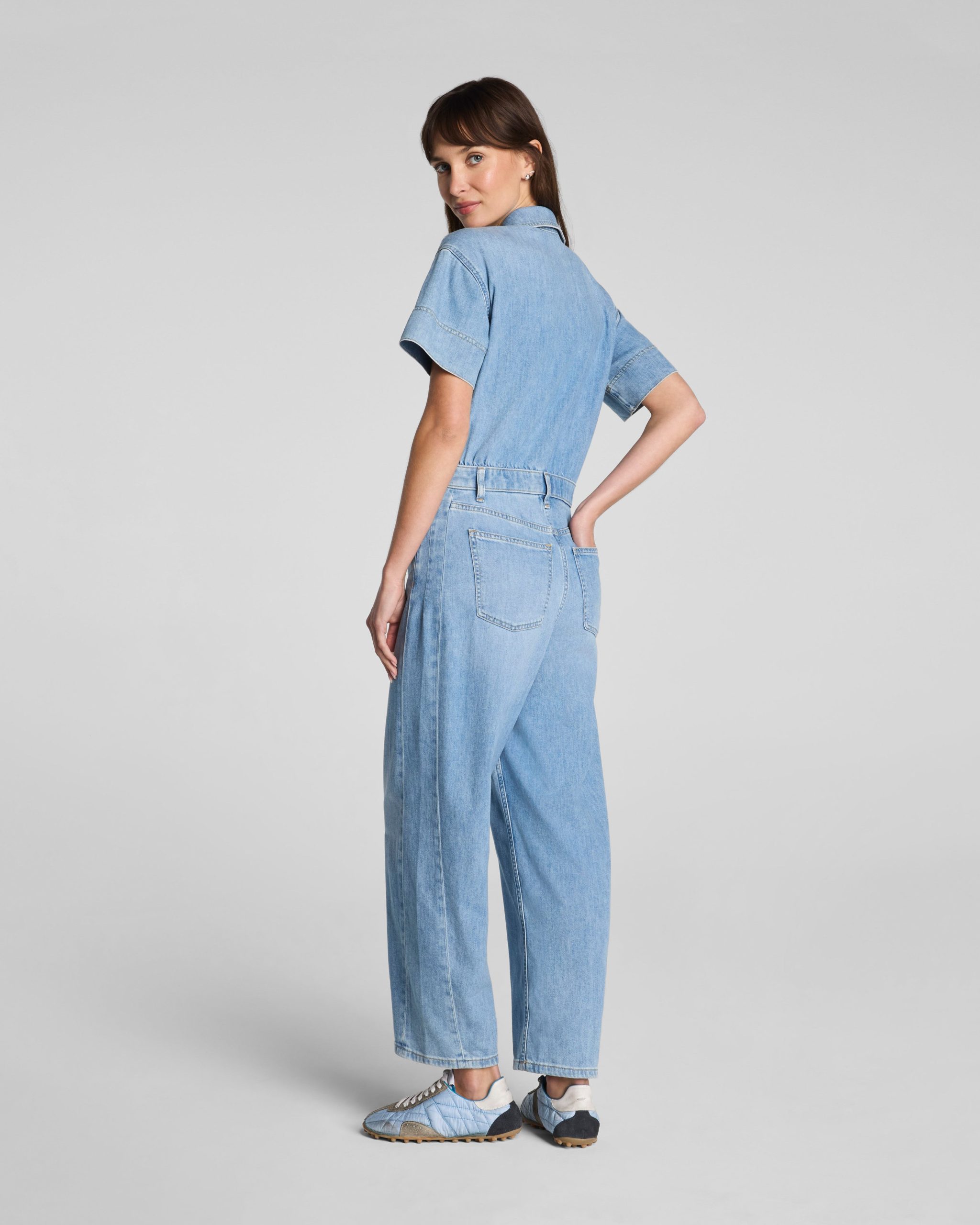 SPANXsupersmooth? Authentic 360 Lightweight Denim Barrel Leg Jumpsuit | Seaside Blue - Image 2