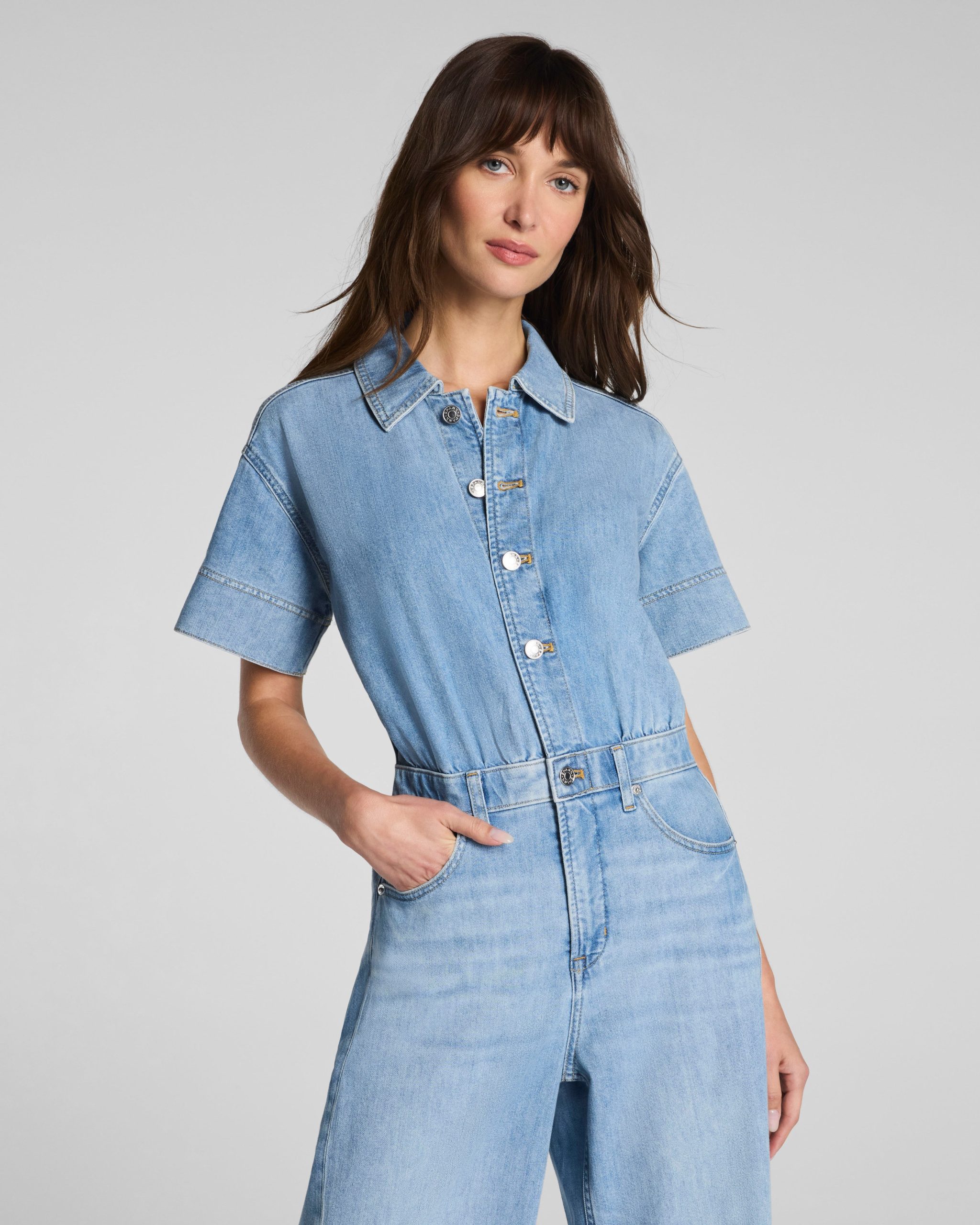SPANXsupersmooth? Authentic 360 Lightweight Denim Barrel Leg Jumpsuit | Seaside Blue - Image 3