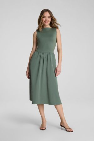SPANXsmooth? Jersey High Neck Midi Dress | Eucalyptus