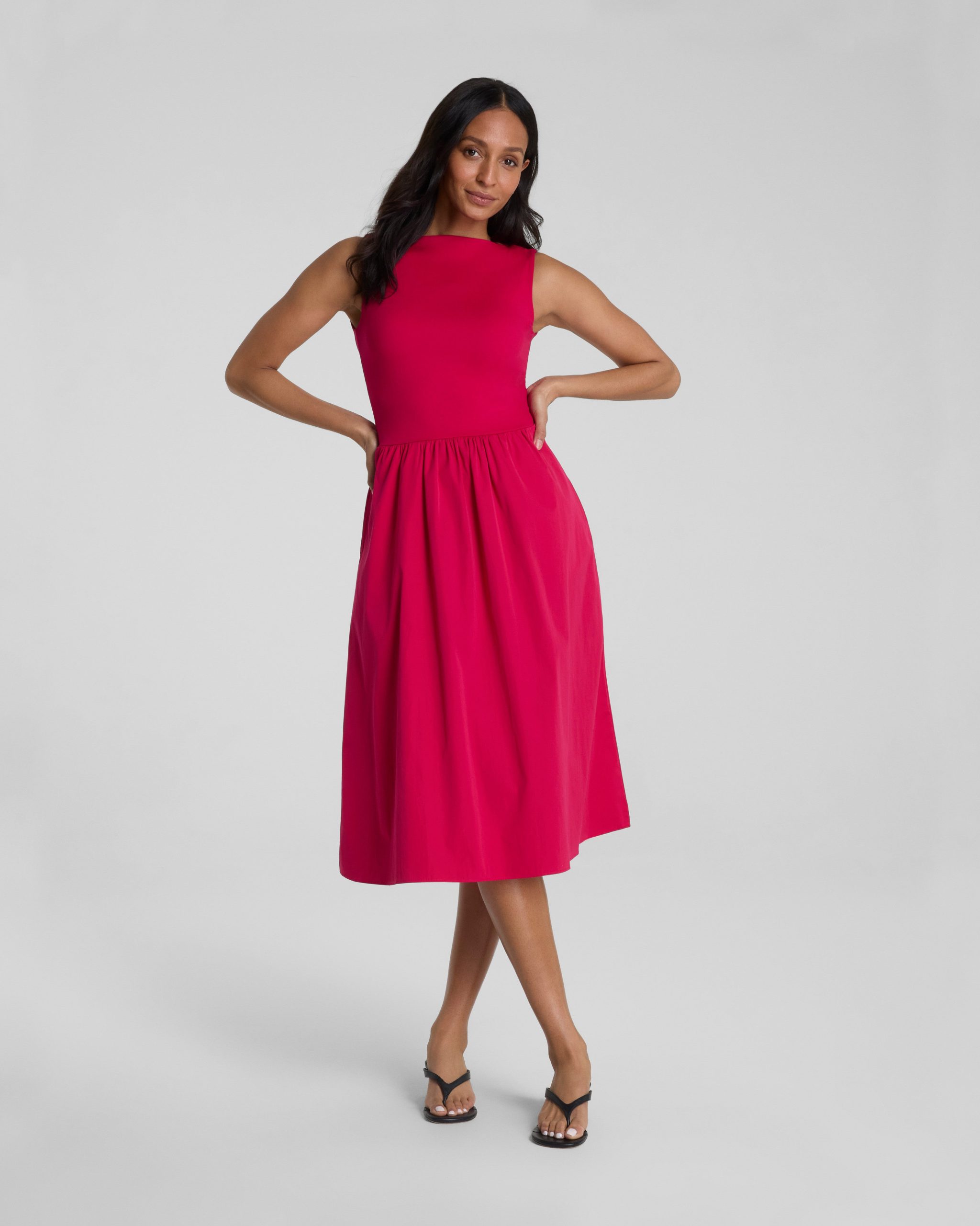 SPANXsmooth? Jersey High Neck Midi Dress | Fuchsia