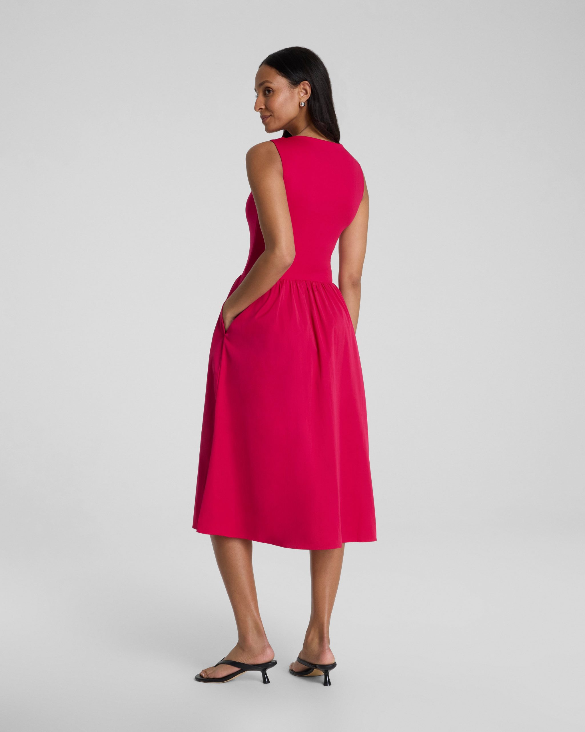 SPANXsmooth? Jersey High Neck Midi Dress | Fuchsia - Image 2